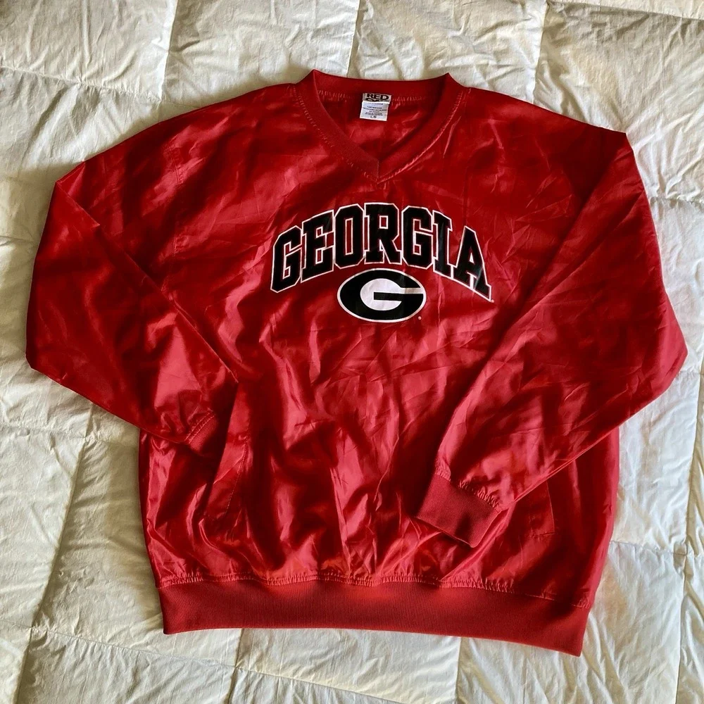 Vtg Red Oak Sportswear Georgia Bulldogs Pullover Windbreaker Jacket Mens L EUC